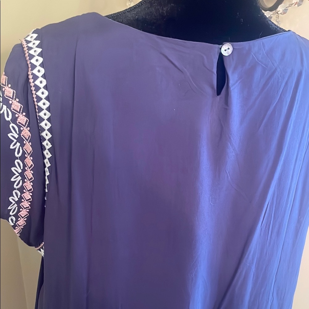 Mikarose Blue and White Flutter Sleeve Mini Sundress - Picture 4 of 7